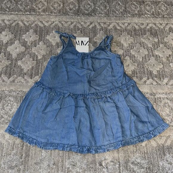 ZARA Kids | Blue | FLOWY DENIM DRESS - Picture 6 of 6